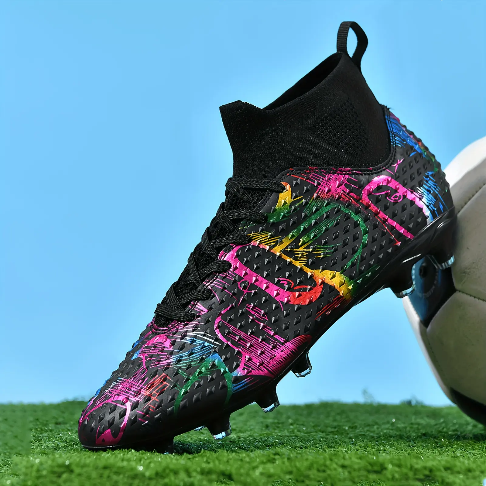 Professional children's and teenagers' football cleats with anti-slip AG studs, new style boys' football boots for both boys and girls, suitable for students' competitions and training, outdoor lawn, lightweight and breathable