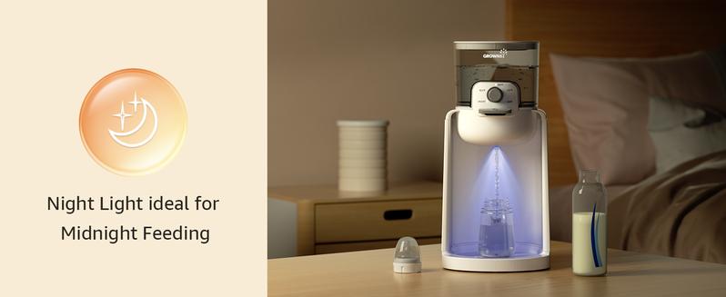 GROWNSY Instant Baby Bottle Warmer, Precise 4 Temperatures Control | Night Light, Midnight Feeding | Warm Water Dispenser for Formula in Seconds | 72H Smart Thermostat, Easy Keep Warm, Mom's Best Choice