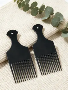 2 Pack Black Wide-Tooth  Comb, Sturdy & Gentle on Hair No Hair Damage, Hair Pick Comb for Wig Styling & Volumizing