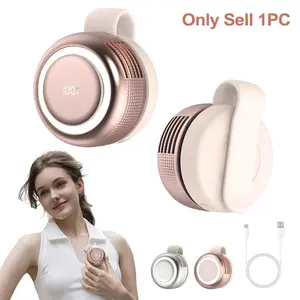 2000mAh Rechargeable Clip Fan with Turbo Blades, Low Noise Strong Wind, 360° Adjustable Airflow, 3-Color 3-Brightness Night Light, Display, Memory Silicone Clip, Desktop/Waist/Backpack/Clothes Mount, Electroplated Diamond Texture, Portable Cooling Fan