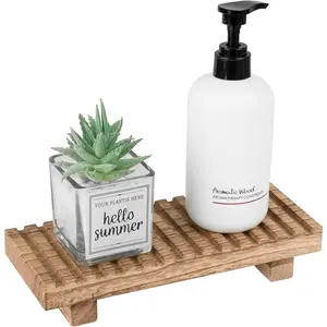 Bathroom Tray Rustic Farmhouse Bathroom Decor Wood Display Stand Riser Kitchen Soap Dish Holder for Vanity Countertop Sink 8.6 * 3.6 Brown