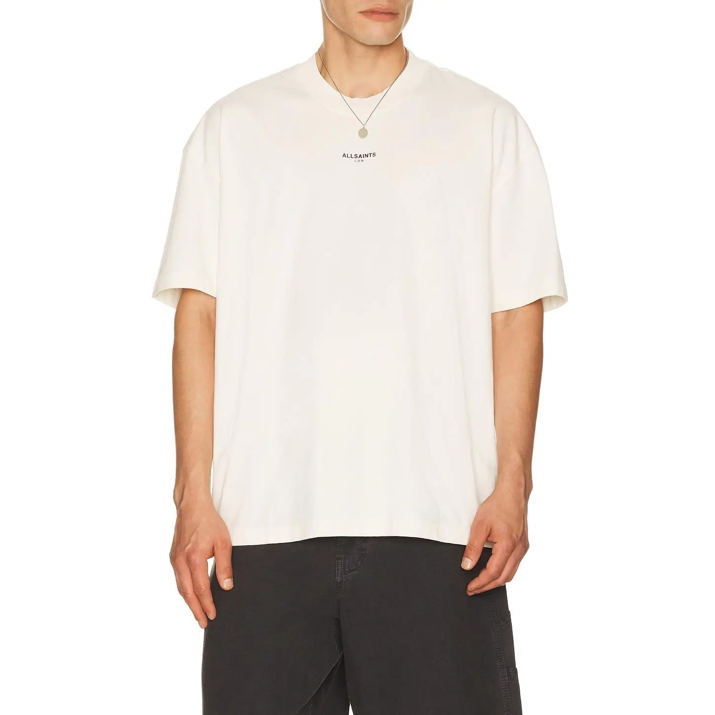 ALLSAINTS Mikro Crew Tee in Ashen White