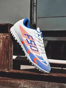 Women's Sporty Low Top Soccer Shoes, Breathable Anti-Slip PU Leather Football Boots, All Season Wear, Blue Color