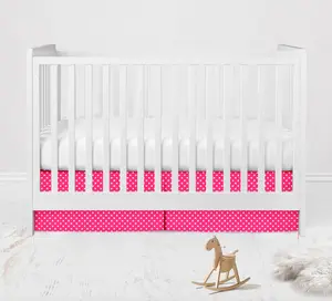 Bacati Pin Dots Crib Skirt Dust Ruffle - Fuchsia