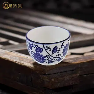 Viral Chinese Blue and White Porcelain Tea Cup! BOYOU Underglaze Floral Design Mini Teacup, 2.7 Inch Traditional Kung Fu Tea Cup, Premium Ceramic for Home Tea Ceremony, Gift for Tea Lovers!