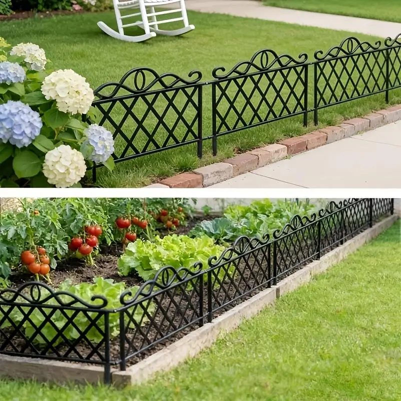 10-Pack Rustproof Metal Decorative Garden Fence (18.9in x14.17ft) - No Dig Flexible Animal Barrier with Ground Stakes, Arched Flower Bed Edging for Courtyard Landscaping, DIY Outdoor Decoration for Yard Patio