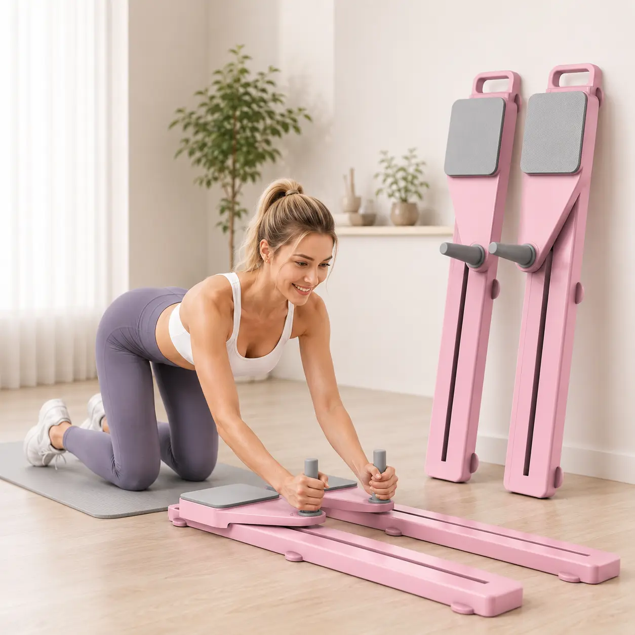 Multifunctional Foldable Pilates Trainer Set for Indoor Full Body Exercise