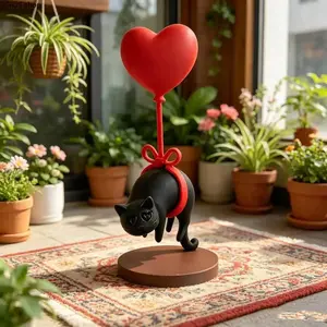 Floating Cat Heart Balloon Ornament, 3D Printed Craft Decor, Ideal For Home Desktop Display, Perfect Decoration For Holiday And Valentine’s Day, Exquisite Healing Style Art Piece For Daily Scene Embellishment
