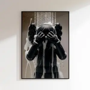Black & Gold Shower Foam — KAWS-Style Art | Modern Home Decor Canvas Print