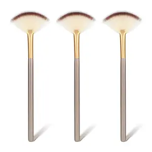 3Pcs Slim Soft Fan Shape Makeup Brushes Fluffy Facial Applicator for Highlighter Cosmetic Mud Cream Glycolic Peel Masques
