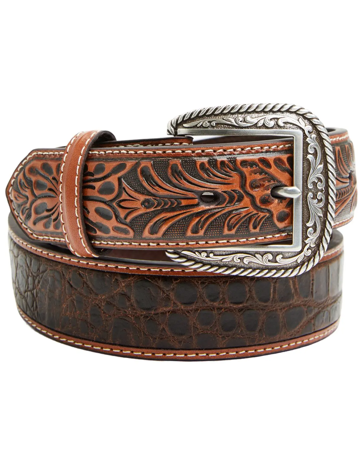 Ariat Men's Men'S Croc Floral Tabs Belt - A1022008