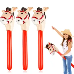 3/6/12count Inflatable Stick Horse Inflatable Horsehead Stick Balloon for Western Cowboy Theme Birthday Party Horse Party Decors