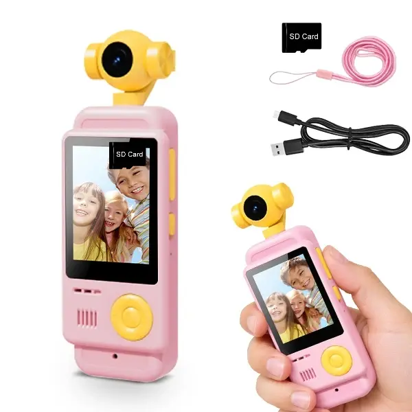 Compact Handheld Camera with manual 180° rotatable lens,Digital camera for Photography,USB Rechargeable,Video Recording Camera, Gift for Boy,Girl,Kid