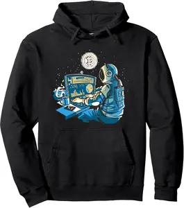 Bitcoins Gold For Bitcoiner Crypto Miner Astronaut Pullover Hoodie