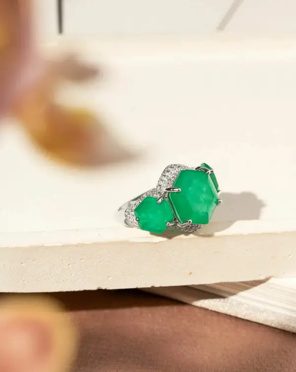 Sterling Silver Fusion Emerald Ring