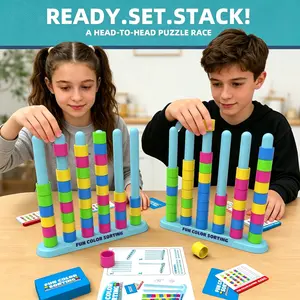 Stacking Ring Toy, Colorful Column Blocks for Kids, Educational Interactive Desktop Game for Parent-Child Play & Stress Relief