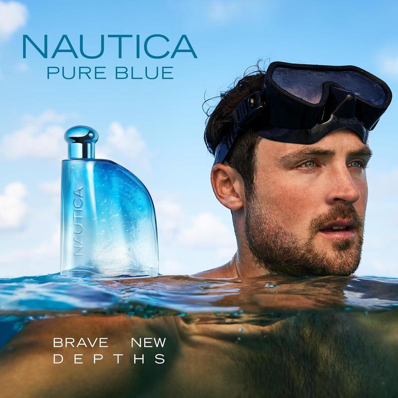Nautica Pure Blue Eau de Toilette, Fougere Aromatic Marine Fragrance, Vegan Formula, Long-Lasting Scent, 3.3oz
