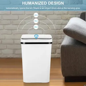Automatic Touchless Garbage Can, 23.5cm*15.5cm*30cm 12L Small Motion Sensor Smart Trash Bin for Bedroom Bathroom Office Living Room Kitchen Home Household Suppliers - Restroom