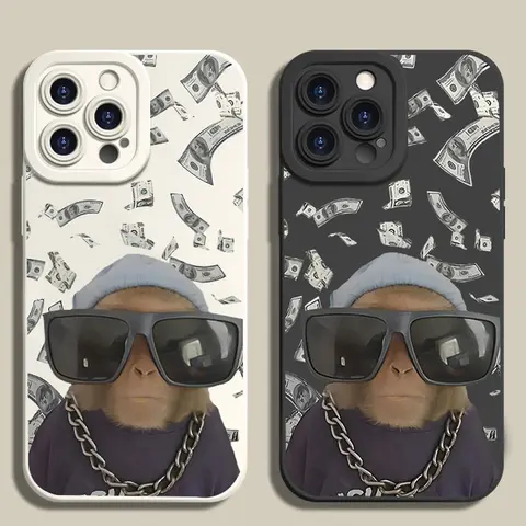 Cool Monkey Pattern Phone Case TPU Soft Silicone Cover - Shockproof Flexible Bumper, Raised Edges for Screen & Camera Protection, Precise Cutouts for iPhone 17 16 15 Pro Max 14 Plus 13 12 11 X - Funny Y2K Style Accessories