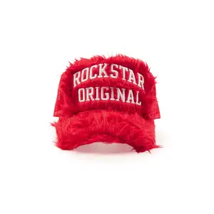 Donnesha Red Shaggy Fur Trucker Hat