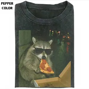 Comfort Colors Funny Raccoon Eating Pizza Shirt, Cool Animal Meme Graphic Tee, Pepperoni Pizza Night Streetwear T-shirt, Gift for Men, Gift for Women, Crew Neck T-shirt, Trending T-shirt