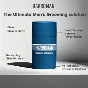 HARROMAN Facial Cleansing Shaving Stick 40g - Softens Beard Roots Protects Skin Moisturizes Soothes Simple Convenient Travel Size Creamy Texture Cleanser