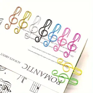 12pcs Colorful Note Shape Paperclips, File Organization Clips, Random Colors Musical Symbol Clamps for Music Teachers, Office Desk, School Supplies