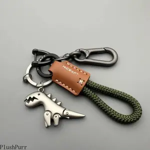 Motorcycle Decoration Accessories and Car Keychain Single Leather Woven Rope Metal Keychain Handbag Pendant Small Gift