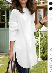 Women's New Arrival Autumn Winter Warm Woven Long Sleeve Basic Casual Solid Color Blouse Shirt Top, Perfect for Daily Wear & Vacation, Comfortable Fashion Design