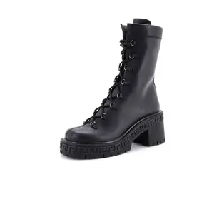 Pre-owned Versace Women's Greca Platform Combat Boots Leather by Rebag