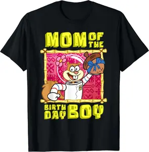 X SpongeBob Spongebob Sandy Cheeks Mom Of The Birthday Boy Mother Gift TShirt 45702 3268