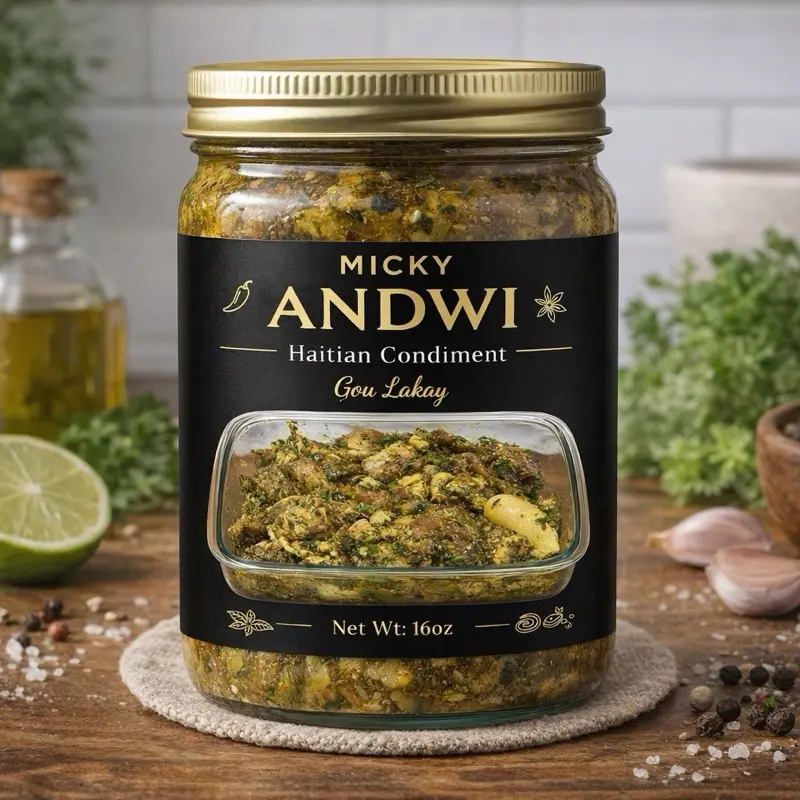 Micky Andwi Traditional Haitian Marinated Pork 16 OZ 454 g Authentic Spices No Preservatives Ready to Eat Natural Flavor
