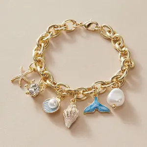 Starfish & Fish Tail Charm Bracelet - Elegant Design with Unique Charms for Personalization