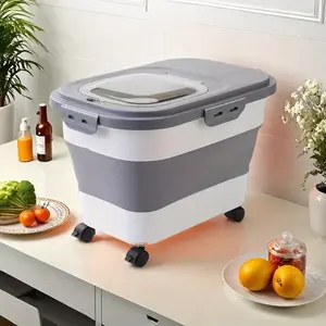 Large Capacity Rice Storage Container with Wheels, Airtight Food Storage Bin with Lid, Moisture-Proof Grain Cereal Dispenser for Kitchen, Pantry, Home Use