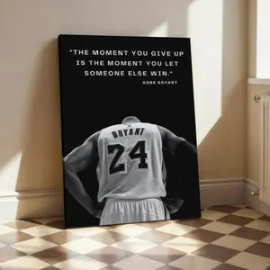 Kobe Bryant Motivational Wall Art Poster, Black White Basketball Poster Inspirational Quote Athlete Encouragement Saying Success Art Decor For Gym Bedroom Office