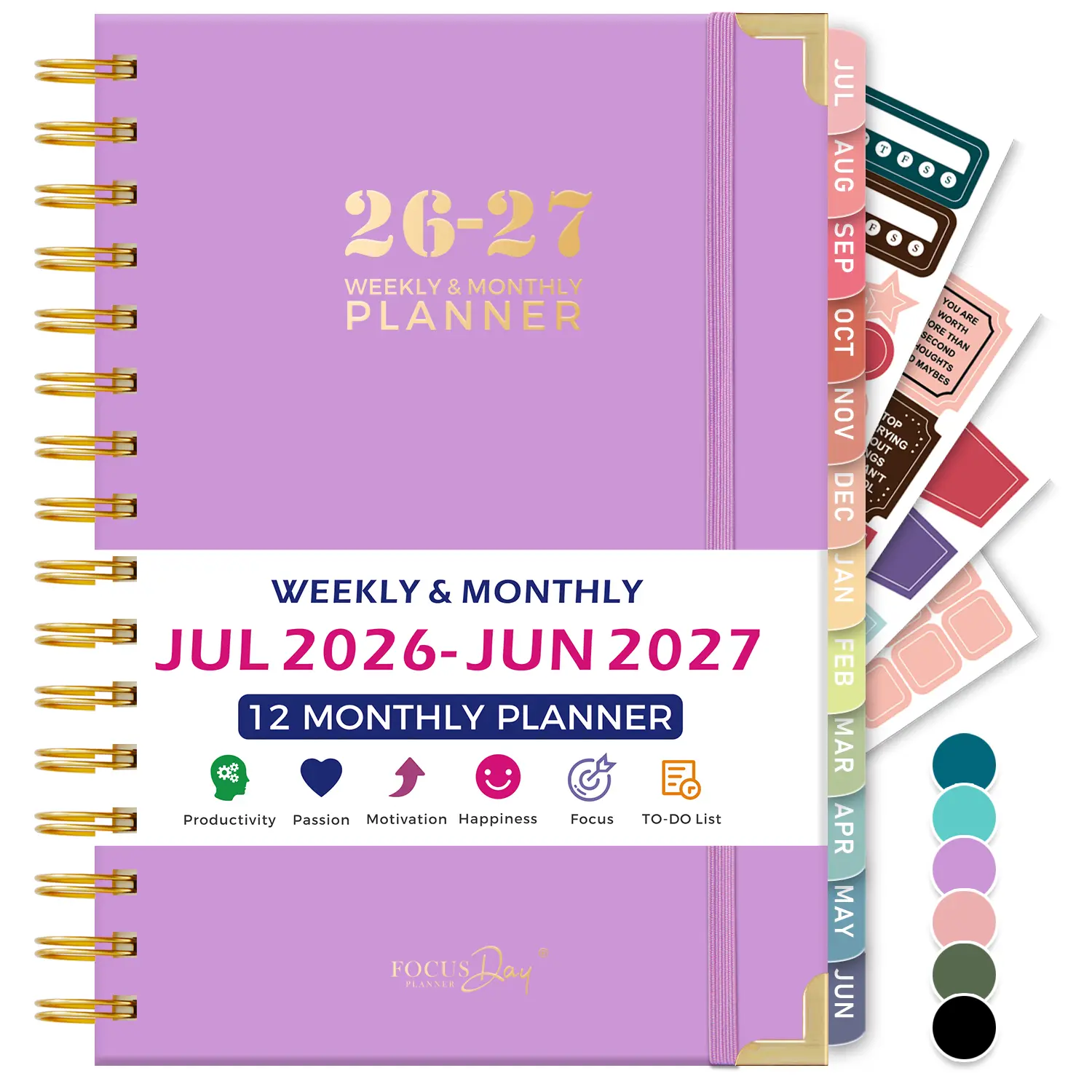 2026-2027 Academic Planner, Jul 2026 - Jun 2027 Weekly & Monthly Calendar Planner with 12 Monthly Tabs, Ruler, 4 Planning Stickers, Spiral Bound Daily Agenda Book for Teachers Students, 5.7" X 8.4"