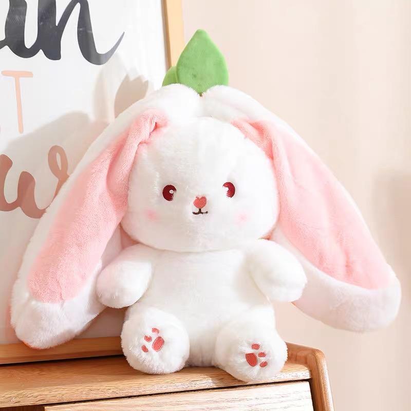 Cute Strawberry Bunny Plush Toy, Soft Kawaii Stuffed Animal, Hug Pillow & Bed Decoration, Furry Friends Plush Doll, Ideal Birthday Gift for Kids & Girls