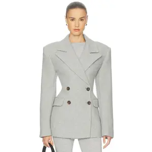 Helsa Italian Wool Blend Blazer in Light Heather Grey