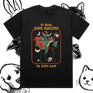 So Many Side Quests - Cotton Classic Fit Retro Dark Humor Graphic Tee