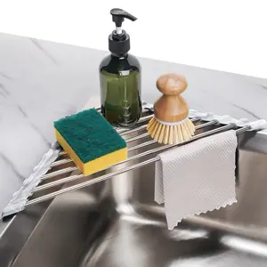 Tomorotec Marble Triangle Roll-Up Dish Drying Rack for Sink Corner Stainless Steel,Kitchen Drainer,Shelf finnish drying rack organizer sponge  holder