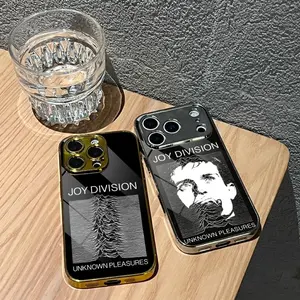 J-Joy D-Division Band Phone Case For iPhone 17 16 15 14 13 12 Pro Max Plus Electroplated Metal Bumper Case Slim Tempered Glass Back Advanced Materials Shockproof Anti-Scratch Luxury Case Fashion Durable Stylish