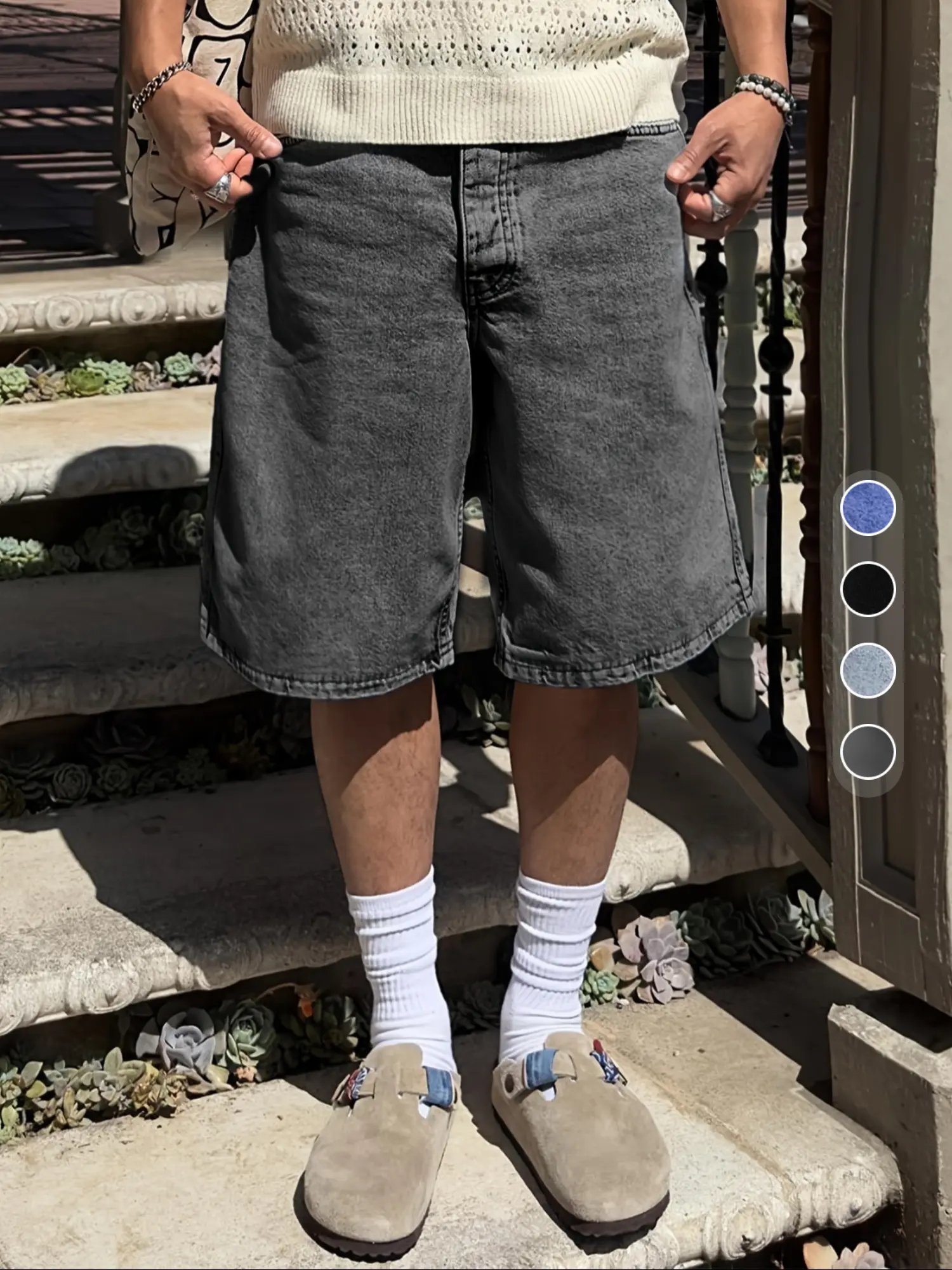 Men's Solid Color Cotton Denim Shorts, Regular Fit Casual Comfy Fashion Basic Shorts for Daily Wear, Men's Bottoms for All Seasons