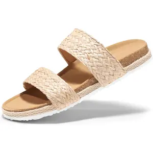 Coutgo Women's Slides Sandals Open Toe Slip On Platform Sandals Footbed Summer Beach Shoes