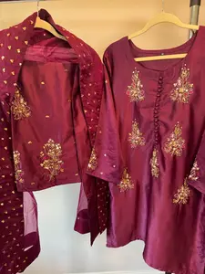 New 3pcs shamoos Silk full embroidered dress XS36, M42 ,L44, XL48