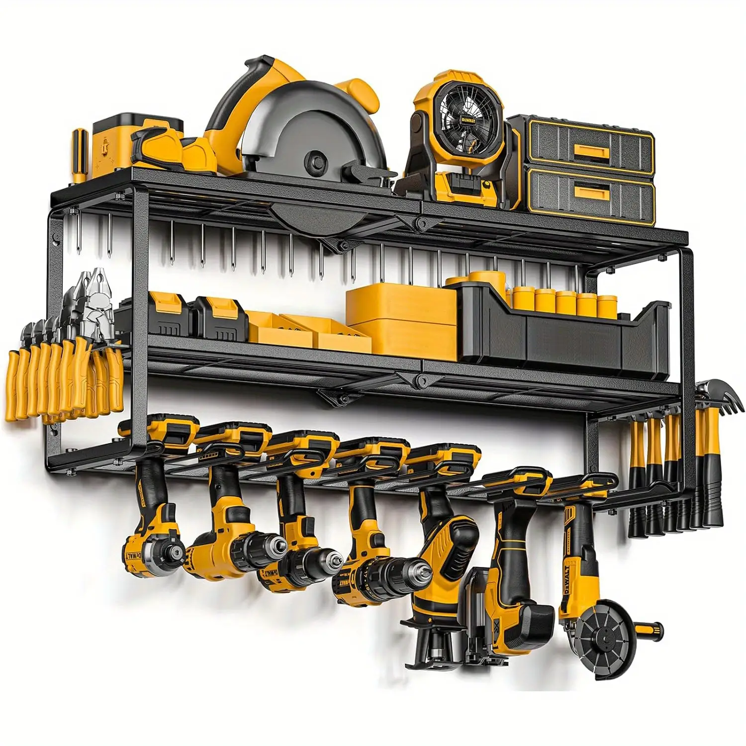 Heavy Duty Wall Mounted Power Tool Storage Rack with Charging Station and Battery Rack Power Tool Organizer for Tool Storage Collapsible, Wall Mounted