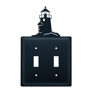 Village Wrought Iron  Lighthouse Switch Cover Double - Black