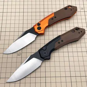 3.2" CPM-154 Manual Folding BM 7851 Pocket Knife, Button Lock EDC Knife, G10 & Aluminum Handle, for Camping, Hiking, Daily Utility