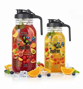 Ina Tree Health Revive Glass Jar Set – 32oz + 64oz Fruit Infuser Water Pitcher Bundle for Fresh Juice & Cold Brew