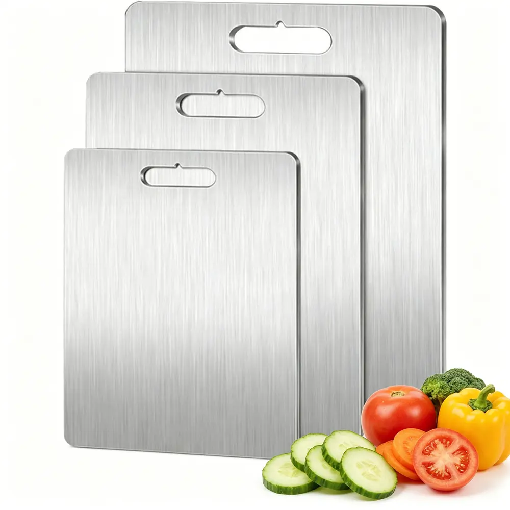 Sturdy Anti Bacterial Household Cutting Board, Stainless Steel Chopping Board, Easy Rinse Kitchen Prep Mat, Fruit Vegetable Processing Board, Home Kitchen Tools, Simple Utensils