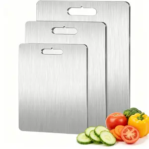 Sturdy Anti Bacterial Household Cutting Board, Stainless Steel Chopping Board, Easy Rinse Kitchen Prep Mat, Fruit Vegetable Processing Board, Home Kitchen Tools, Simple Utensils